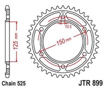 JT JTR899.45 Zadní kolečko (rozeta), 45 zubů, 525 KTM 950/990/1190 ADVENTURE / R LC8 03-16