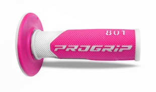 PROGRIP gripy PG801 OFF ROAD (22+25mm, délka 115mm) barva bílá/růžová fluo (dvoudílné) (801-243) (PG801WH/FX)