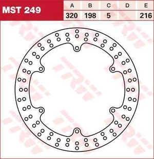 TRW MST249 brzdový kotouč, zadní pro YAMAHA XVZ 1300 TF VENTURE STAR rok výroby 2003